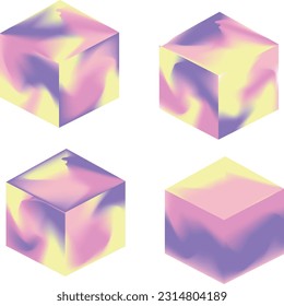 fondo abstracto de cubo isométrico. gradiente de color amarillo rosa púrpura
