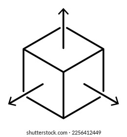 Cubo isométrico con hachas. símbolo de modelación 3d. Ilustración del vector
