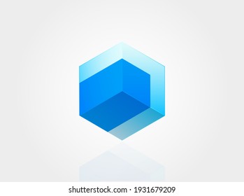 Isometric cube construction, 3d logo vector, structure concept, isolated on white background