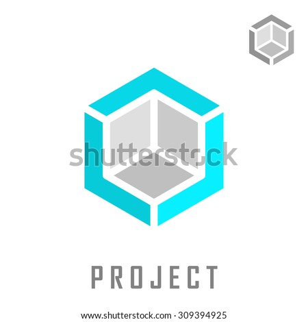 Isometric cube construction, 3d logo vector, structure concept, isolated on white background, eps 8