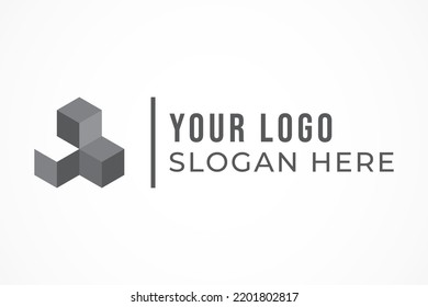 Isometric cube construction, structure concept logo vector, 