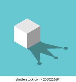 Isometric cube, crown shadow. Opportunity, hidden potential, transformation, change, personal development, dream and self-belief concept. EPS 8 vector illustration, no transparency, no gradients