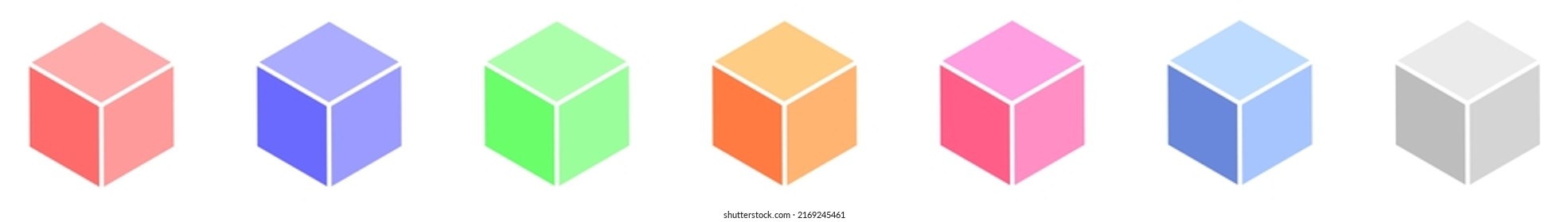 Isometric cube element, icon. Cubist abstract 3d shape