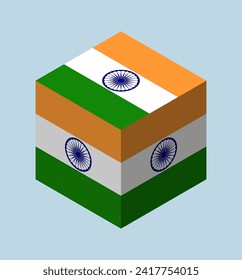 Isometric cube with flag of India