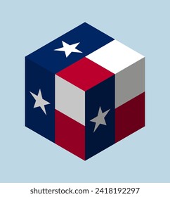 Isometric cube with flag of Texas USA.