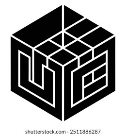 Isometric Cube with Geometric Lines and Bold Modern Typography