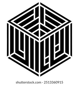 Isometric Cube with Geometric Lines and Bold Modern Typography