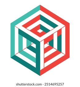 Isometric Cube with Geometric Lines and Bold Modern Typography