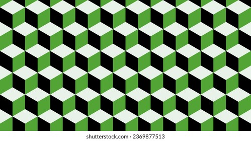 Isometric cube grid seamless pattern. Cubic isometric hexagon grid texture. Rhombus mesh background. Geometric squared pattern. Vector illustration.
