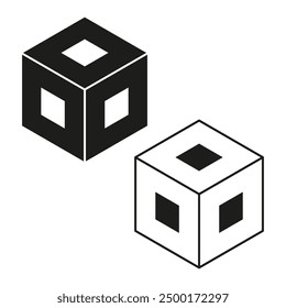 Iconos de cubo isométricos. Formas 3D geométricas. Abstractas diseño de Vector. Blanco y negro.