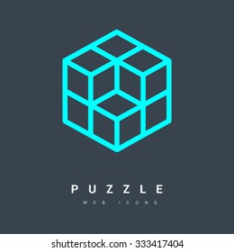 Isometric cube isolated minimal single flat linear icon. Line vector icon for websites and mobile minimalistic flat design. Modern trend concept design style illustration symbol