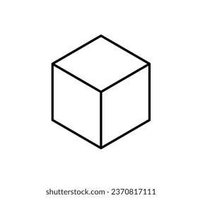 Isometric cube line icon. 3D box. Black block symbol. 3d square block. Isometric cubic shape icon. Vector illustration isolated on white background.