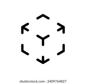 Isometric cube line icon. 3D box. Augmented reality icon. Concept AR symbol. Black block symbol. 3d square block. Isometric cubic shape. Vector illustration isolated on white background.