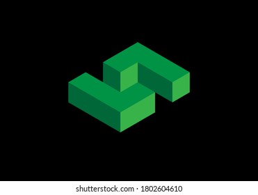 isometric cube logo letter S