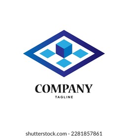 Isometric cube logo vector and pretty gradient colors 