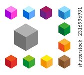 Isometric cube in more colors. Vector illustration. stock image.