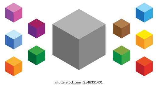 Isometric cube in more colors. Vector illustration. stock image.