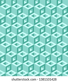 Isometric cube pattern background in mint color