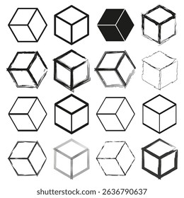 Isometric cube pattern. Geometric block shapes. Optical illusion texture. Vector structure grid.