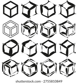 Isometric cube shapes. Geometric block pattern. Construction Vector element. Perspective three D icon. EPS 10.