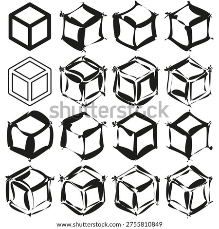 Isometric cube shapes. Geometric block pattern. Construction Vector element. Perspective three D icon. EPS 10.