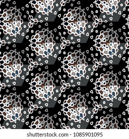 Isometric cube with a surface covered with geometric ornaments. Completely seamless, colorful cube pattern background. Optical illusion. Ornament with three-dimensional effect.