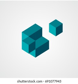 Isometric cube which consist of cubes logo