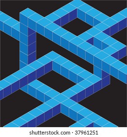 Isometric cubes arranged in lines on a black background