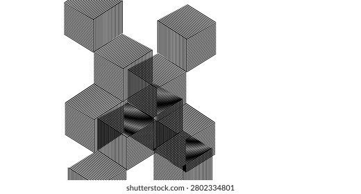 Isometric cubes form grayscale geometric structure