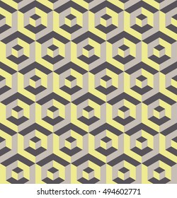 Isometric cubes, kinetic art, seamless geometric pattern