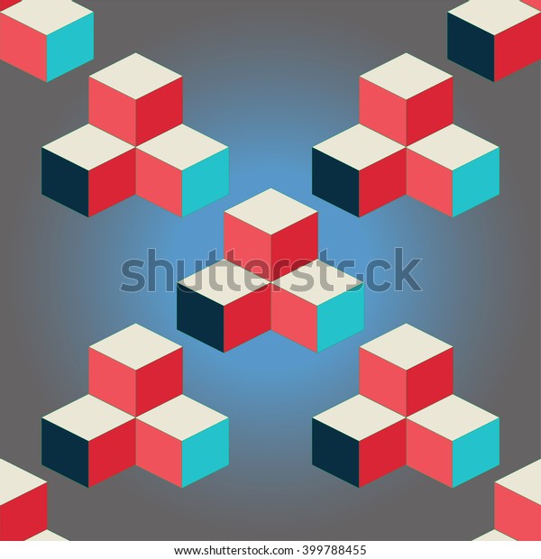 Isometric Cubes Seamless Patterns Colorful On Stock Vector (Royalty ...