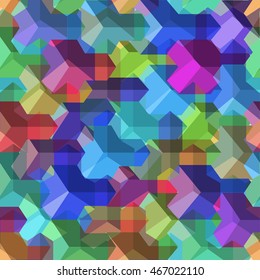 Isometric cubes seamlessly repeatable pattern. 3D background. Vector