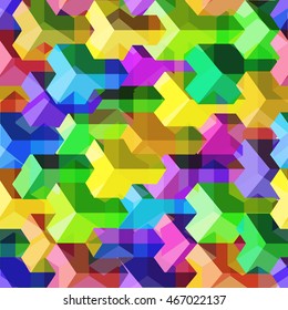 Isometric cubes seamlessly repeatable pattern. 3D background. Vector