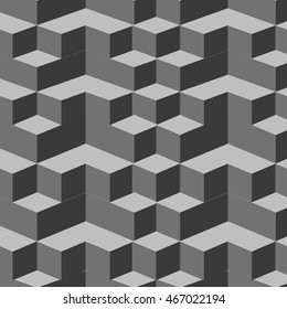 Isometric cubes seamlessly repeatable pattern. 3D background. Vector