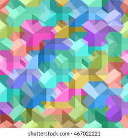 Isometric cubes seamlessly repeatable pattern. 3D background. Vector
