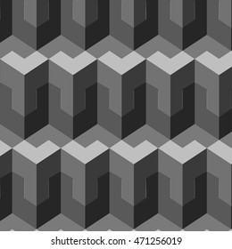 Isometric cubes seamlessly repeatable pattern. 3D background. Vector