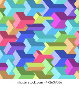 Isometric cubes seamlessly repeatable pattern. 3D background. Vector
