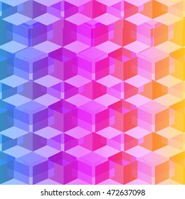 Isometric cubes seamlessly repeatable pattern. 3D background. Vector