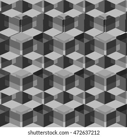 Isometric cubes seamlessly repeatable pattern. 3D background. Vector