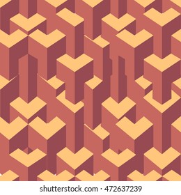 Isometric cubes seamlessly repeatable pattern. 3D background. Vector