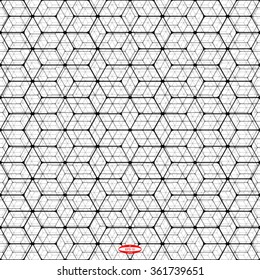 Isometric Cubes Structure. Seamless Texture.  Abstract Strokes Isolated on White Background. Vector Illustration