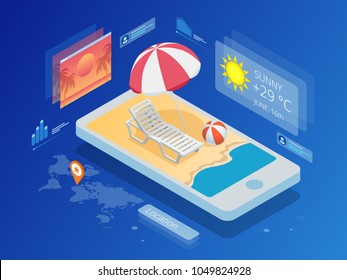 Isometric Current weather condition and meteorological forecast.