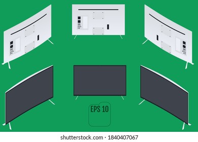 Isometric Curved computer monitor. Curved TV