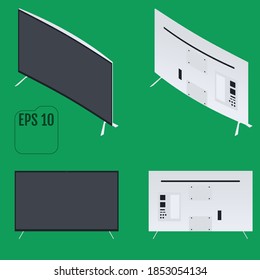 Isometric Curved computer monitor. Curved TV