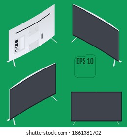 Isometric Curved computer monitor. Vector.