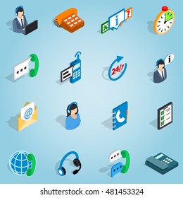 Isometric customer set icons. Universal customer icons to use for web and mobile UI, set of basic call service contact telephone elements vector illustration