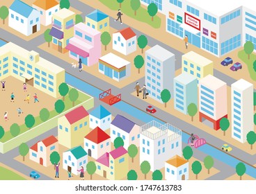 Paisaje urbano isométrico lindo y brillante