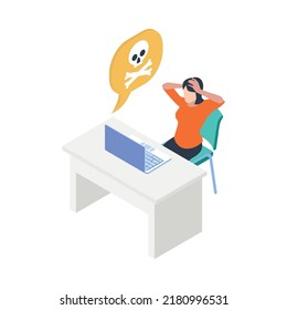 Isometric cyber security hacker composition with isolated concept image on blank background vector illustration