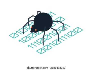 Isometric cyber security hacker composition with isolated concept image on blank background vector illustration