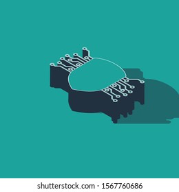 Isometric Cyber security icon isolated on green background. Shield sign. Safety concept. Digital data protection.  Vector Illustration